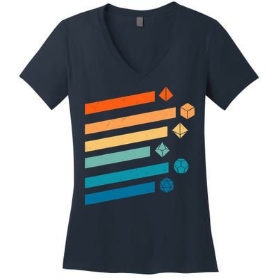 Retro Dungeons Dice D20 Dragons Fantasy Gaming Women's V-Neck T-Shirt