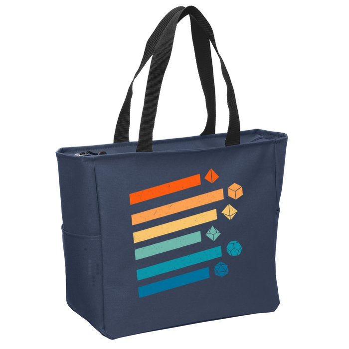 Retro Dungeons Dice D20 Dragons Fantasy Gaming Zip Tote Bag