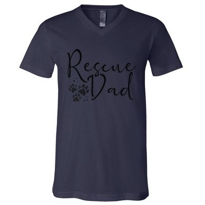 Rescue Dad Dog Cat Animal Rescuing Fathers Day V-Neck T-Shirt