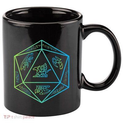 RPG Dragon Dice Polyhedral  RPG  11oz C Handle Ceramic Mug