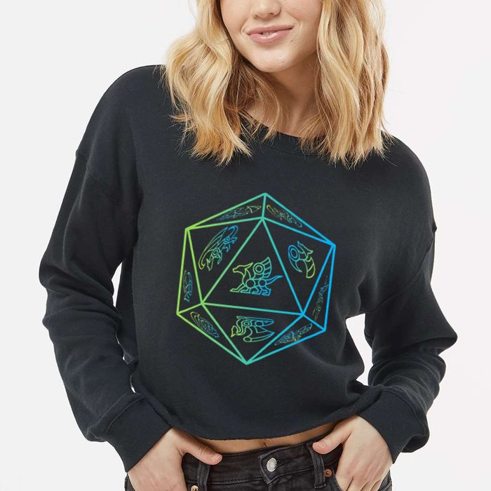 RPG Dragon Dice Polyhedral  RPG  Cropped Pullover Crew