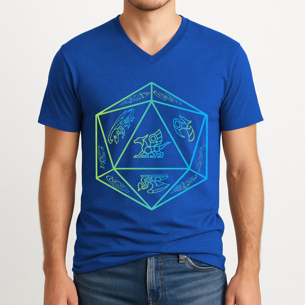 RPG Dragon Dice Polyhedral  RPG  V-Neck T-Shirt