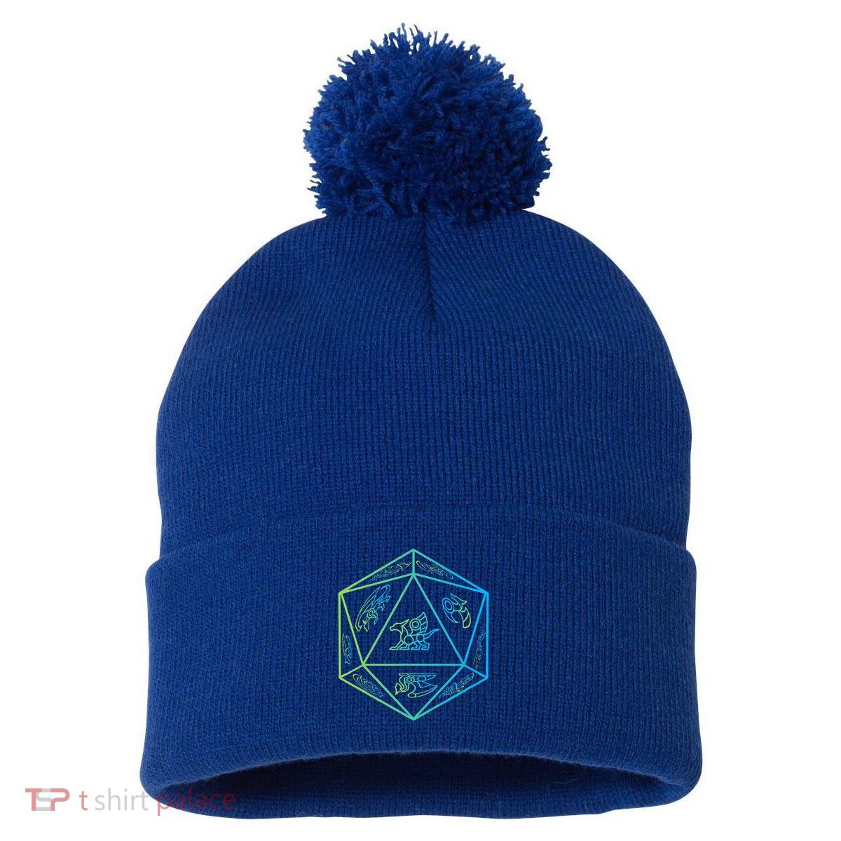 RPG Dragon Dice Polyhedral  RPG  Pom Pom 12in Knit Beanie