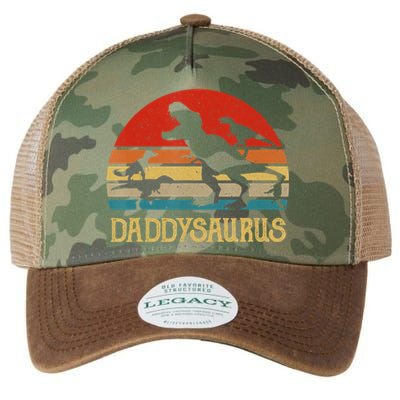 Retro Daddy Dinosaur Daddysaurus Fathers Day Legacy Tie Dye Trucker Hat