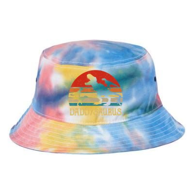 Retro Daddy Dinosaur Daddysaurus Fathers Day Tie Dye Newport Bucket Hat