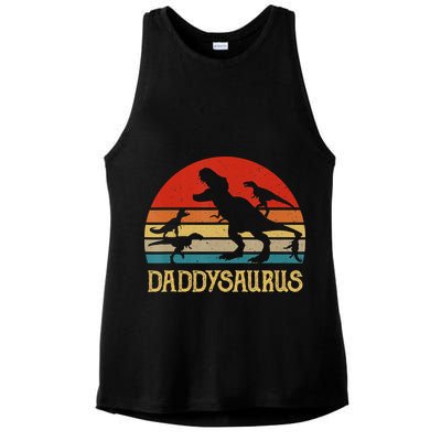 Retro Daddy Dinosaur Daddysaurus Fathers Day Ladies PosiCharge Tri-Blend Wicking Tank