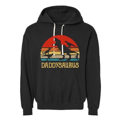 Retro Daddy Dinosaur Daddysaurus Fathers Day Garment-Dyed Fleece Hoodie