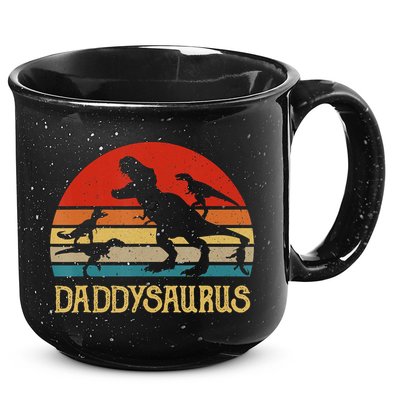 Retro Daddy Dinosaur Daddysaurus Fathers Day 15oz Campfire Ceramic Mug
