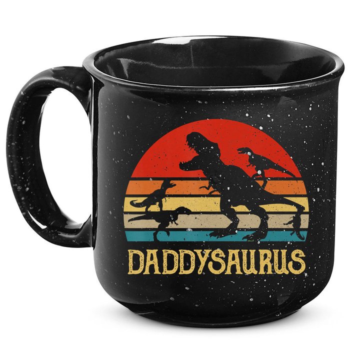 Retro Daddy Dinosaur Daddysaurus Fathers Day 15oz Campfire Ceramic Mug