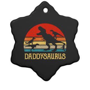 Retro Daddy Dinosaur Daddysaurus Fathers Day Ceramic Star Ornament