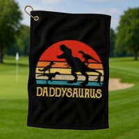 Retro Daddy Dinosaur Daddysaurus Fathers Day Golf Towel
