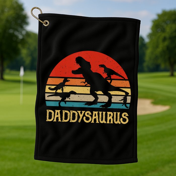 Retro Daddy Dinosaur Daddysaurus Fathers Day Golf Towel
