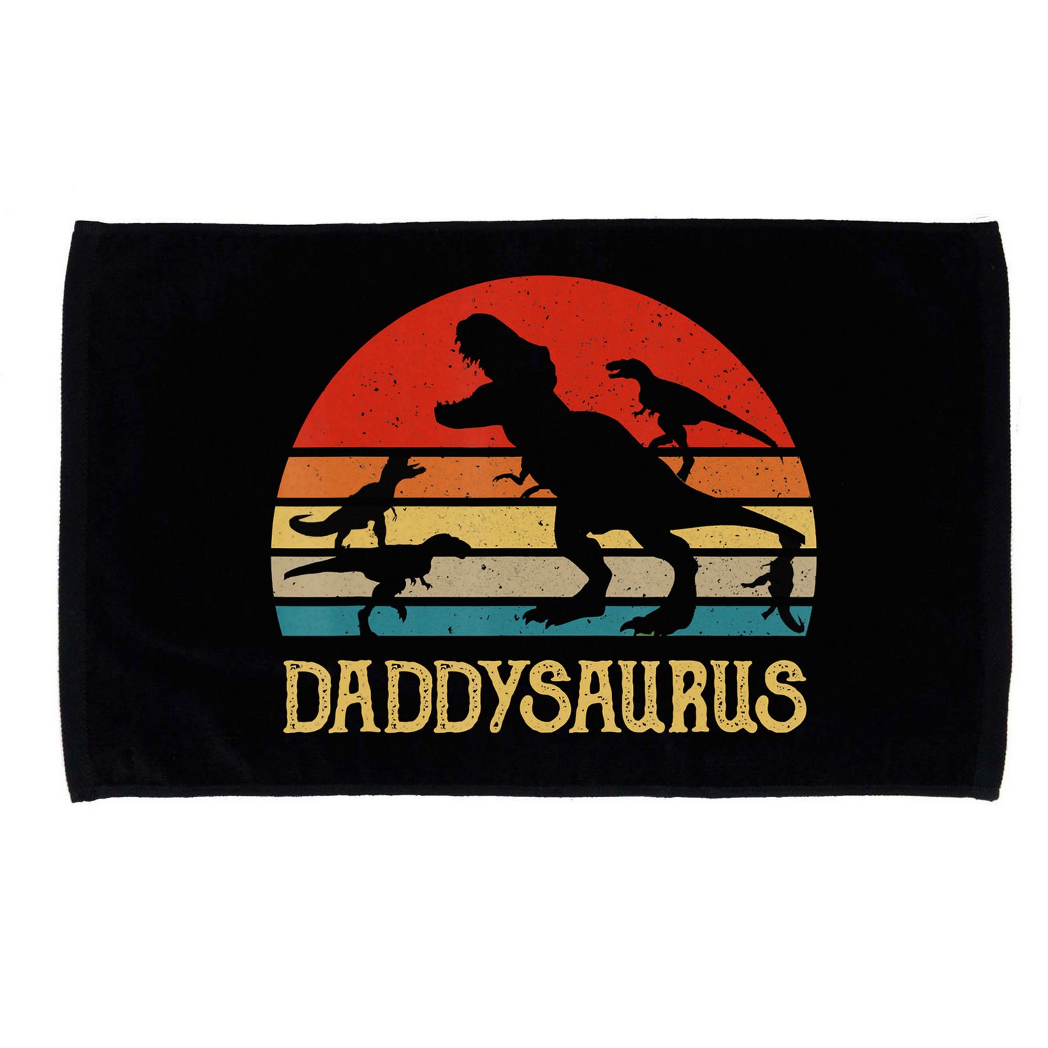 Retro Daddy Dinosaur Daddysaurus Fathers Day Microfiber Hand Towel