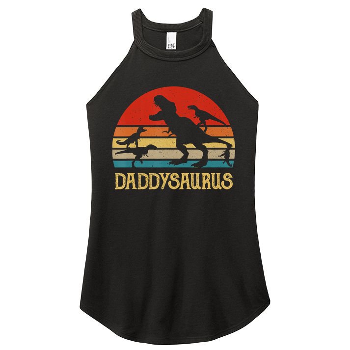 Retro Daddy Dinosaur Daddysaurus Fathers Day Women's Perfect Tri Rocker Tank