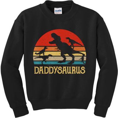 Retro Daddy Dinosaur Daddysaurus Fathers Day Kids Sweatshirt