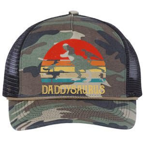 Retro Daddy Dinosaur Daddysaurus Fathers Day Retro Rope Trucker Hat Cap