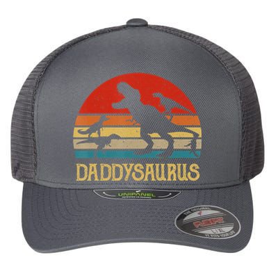 Retro Daddy Dinosaur Daddysaurus Fathers Day Flexfit Unipanel Trucker Cap