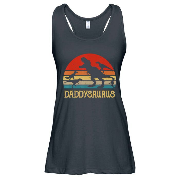 Retro Daddy Dinosaur Daddysaurus Fathers Day Ladies Essential Flowy Tank