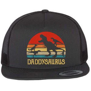 Retro Daddy Dinosaur Daddysaurus Fathers Day Flat Bill Trucker Hat