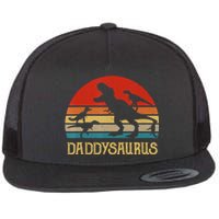 Retro Daddy Dinosaur Daddysaurus Fathers Day Flat Bill Trucker Hat