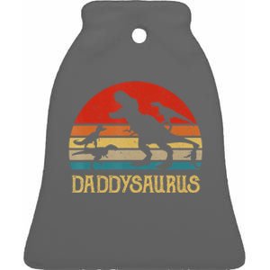 Retro Daddy Dinosaur Daddysaurus Fathers Day Ceramic Bell Ornament