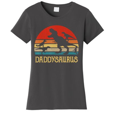 Retro Daddy Dinosaur Daddysaurus Fathers Day Women's T-Shirt