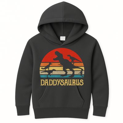 Retro Daddy Dinosaur Daddysaurus Fathers Day Kids Hoodie