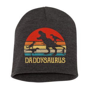 Retro Daddy Dinosaur Daddysaurus Fathers Day Short Acrylic Beanie