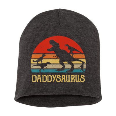 Retro Daddy Dinosaur Daddysaurus Fathers Day Short Acrylic Beanie