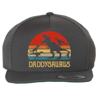 Retro Daddy Dinosaur Daddysaurus Fathers Day Wool Snapback Cap