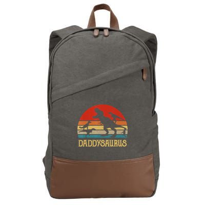 Retro Daddy Dinosaur Daddysaurus Fathers Day Cotton Canvas Backpack