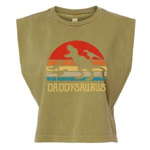 Retro Daddy Dinosaur Daddysaurus Fathers Day Garment-Dyed Women's Muscle Tee