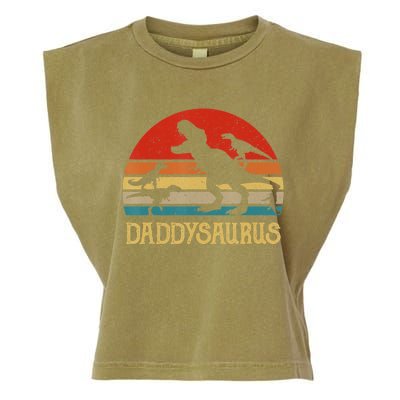 Retro Daddy Dinosaur Daddysaurus Fathers Day Garment-Dyed Women's Muscle Tee