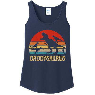 Retro Daddy Dinosaur Daddysaurus Fathers Day Ladies Essential Tank