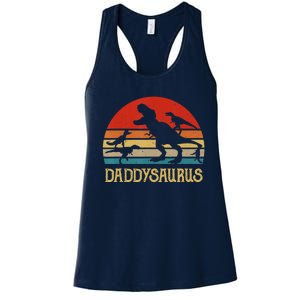 Retro Daddy Dinosaur Daddysaurus Fathers Day Women's Racerback Tank