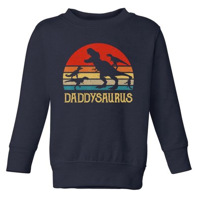 Retro Daddy Dinosaur Daddysaurus Fathers Day Toddler Sweatshirt