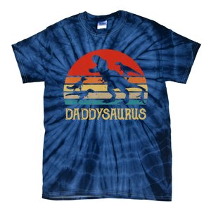 Retro Daddy Dinosaur Daddysaurus Fathers Day Tie-Dye T-Shirt