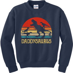 Retro Daddy Dinosaur Daddysaurus Fathers Day Kids Sweatshirt