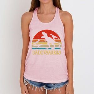 Retro Daddy Dinosaur Daddysaurus Fathers Day Women's Knotted Racerback Tank