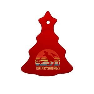 Retro Daddy Dinosaur Daddysaurus Fathers Day Ceramic Tree Ornament