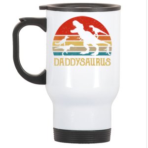 Retro Daddy Dinosaur Daddysaurus Fathers Day Stainless Steel Travel Mug