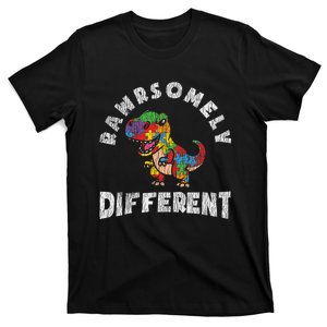 Rawrsomely Different Dinosaur Autistic Autism Awareness T-Shirt