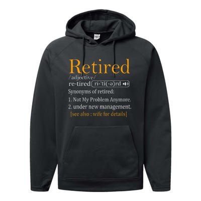 Retired Definition Dad Funny Retirement Party Performance Fleece Hoodie