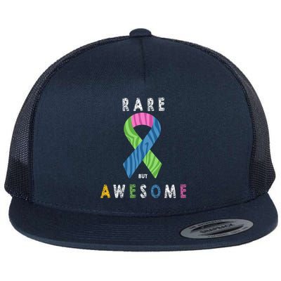 Rare Disease Day Awareness Zebra Ribbon Awesome Children Flat Bill Trucker Hat