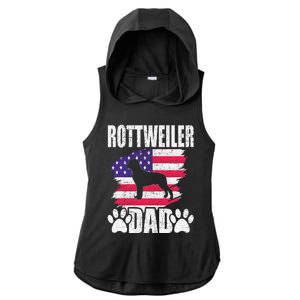 Rottweiler Dad Dog Lover American Us Flag Ladies PosiCharge Tri-Blend Wicking Draft Hoodie Tank