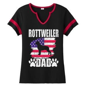 Rottweiler Dad Dog Lover American Us Flag Ladies Halftime Notch Neck Tee