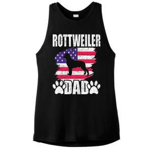 Rottweiler Dad Dog Lover American Us Flag Ladies PosiCharge Tri-Blend Wicking Tank