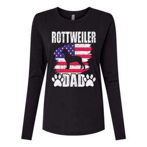 Rottweiler Dad Dog Lover American Us Flag Womens Cotton Relaxed Long Sleeve T-Shirt