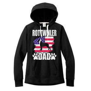 Rottweiler Dad Dog Lover American Us Flag Women's Fleece Hoodie