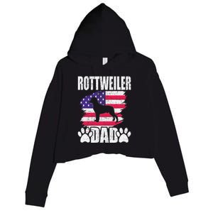 Rottweiler Dad Dog Lover American Us Flag Crop Fleece Hoodie